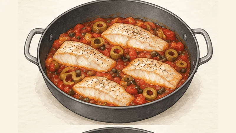Pescado a la Veracruzana, step 5: Nestle in the fish.