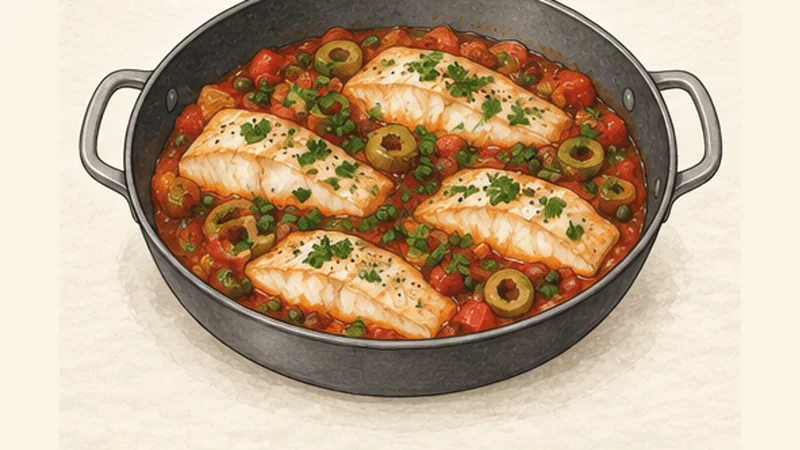 Pescado a la Veracruzana, step 8: Add fresh parsley.