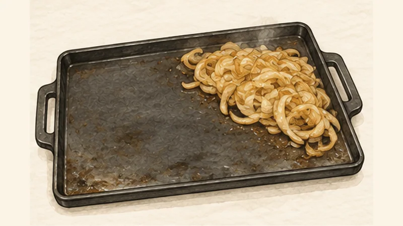 Philly Cheesesteak, step 2: Brown the onions.