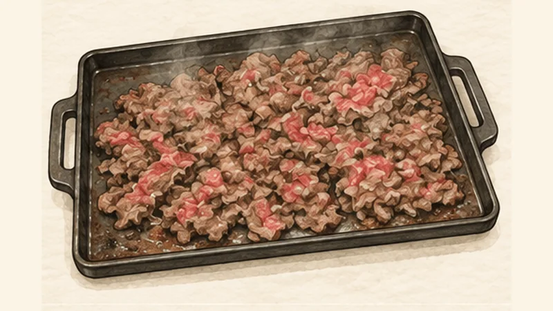Philly Cheesesteak, step 4: Sear the beef in batches.