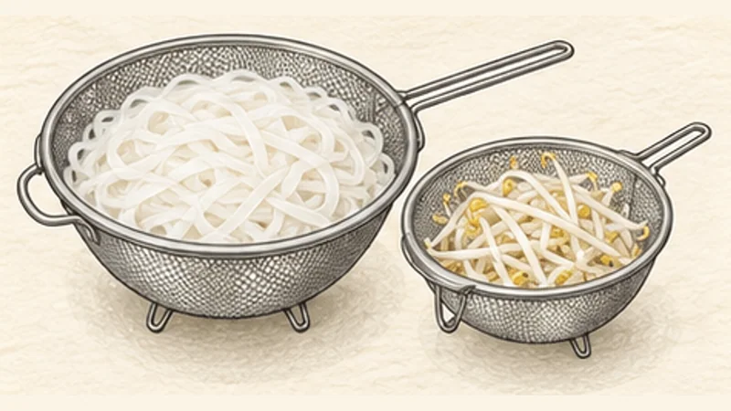 Beef Pho (Phở Bò), step 7: Prepare the noodles and sprouts.