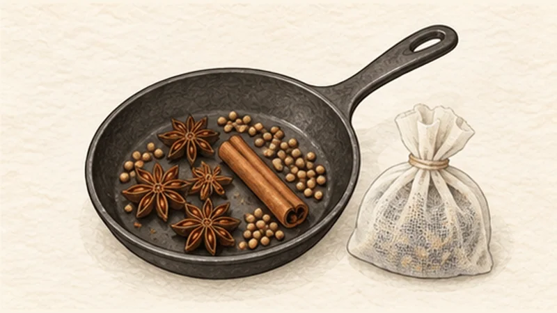 Chicken Pho (Phở Gà), step 2: Toast the gentle spice blend.
