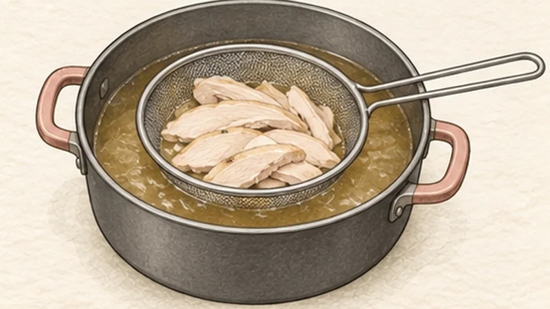 Chicken Pho (Phở Gà), step 7: Reheat the chicken.