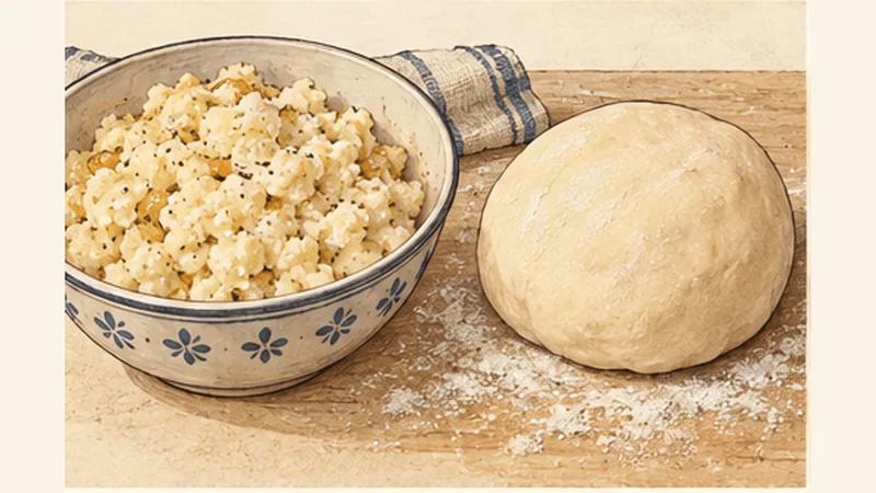 Polish Pierogi Ruskie, step 3: Make the filling and dough.