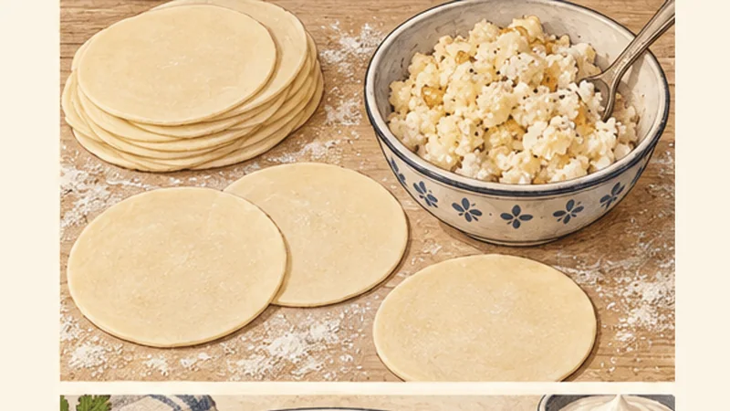 Polish Pierogi Ruskie, step 4: Roll and cut the wrappers.