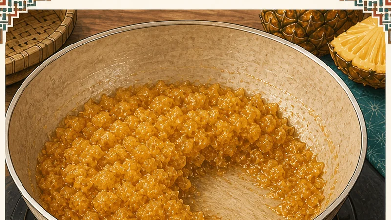 Taiwanese Pineapple Cakes, step 2: Finish the pineapple filling.