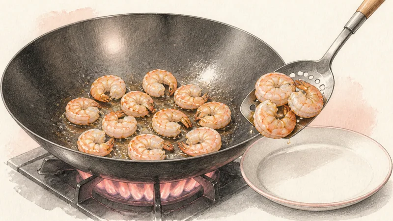 Thai Pineapple Fried Rice, step 3: Sear shrimp and remove.