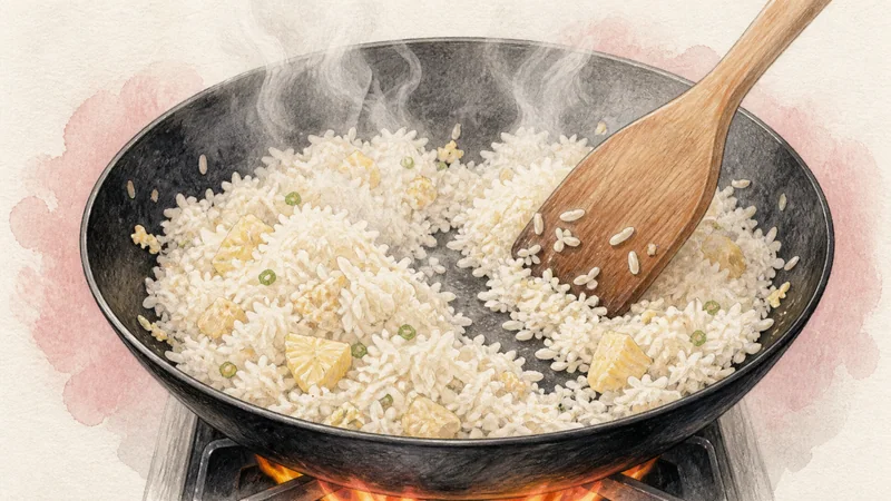 Thai Pineapple Fried Rice, step 6: Fry rice until separate and hot.