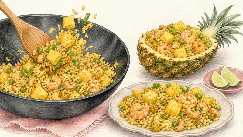 Thai Pineapple Fried Rice, step 8: Fold pineapple briefly and serve.