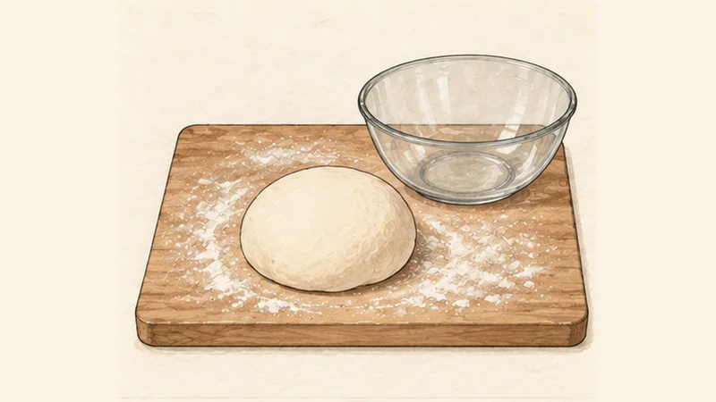 Pizza Margherita, step 1: Mix and knead.