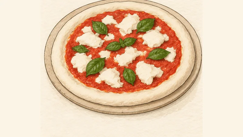 Pizza Margherita, step 4: Stretch and top.