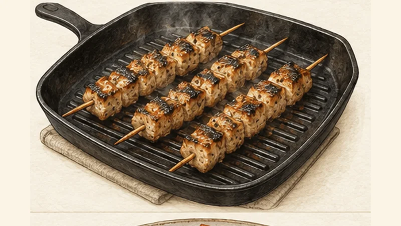 Pork Souvlaki, step 4: Sear the first faces.