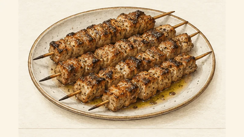 Pork Souvlaki, step 5: Turn and finish the pork.