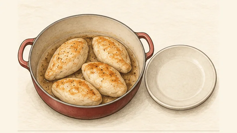 Poulet Basquaise, step 2: Sear the chicken.