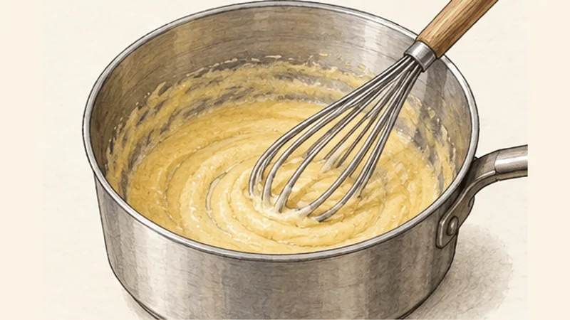 Québec Poutine, step 2: Make the gravy roux.
