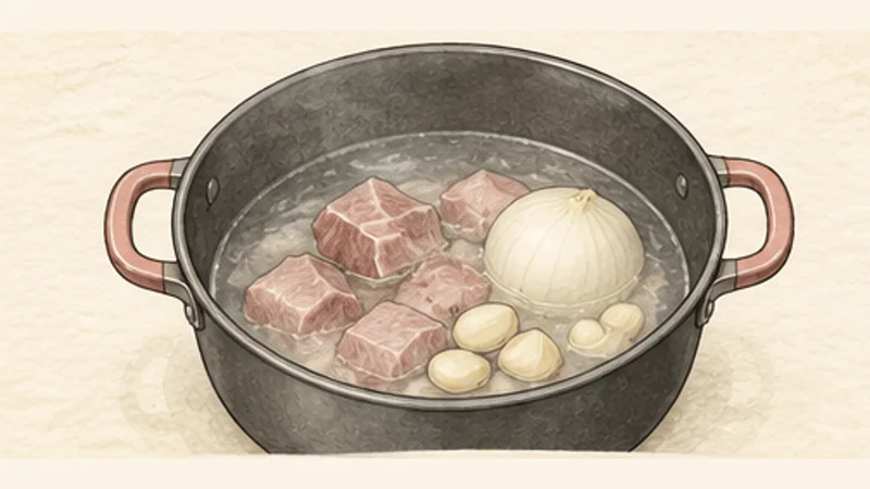 Pozole Rojo, step 1: Start the pork broth.