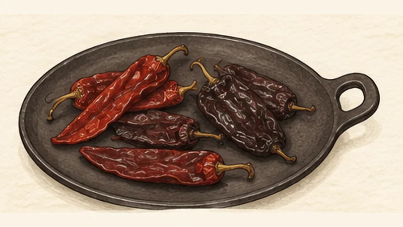 Pozole Rojo, step 3: Toast the dried chiles.