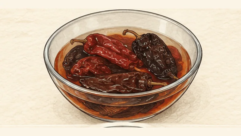 Pozole Rojo, step 4: Rehydrate the chiles.