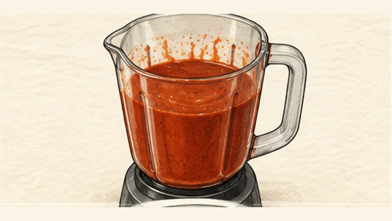 Pozole Rojo, step 5: Blend the red chile sauce.
