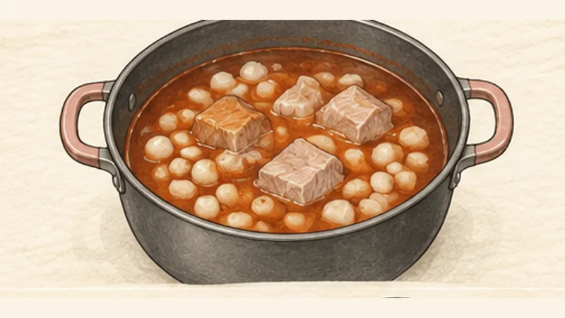 Pozole Rojo, step 7: Add the hominy.