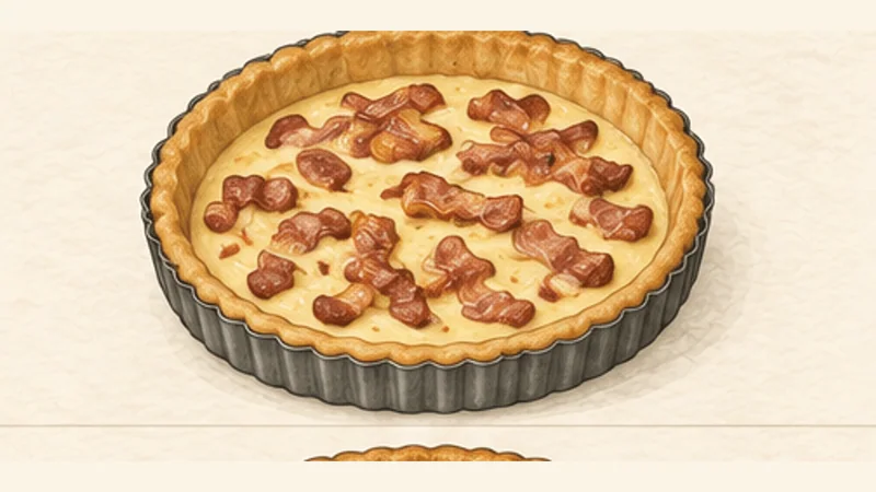 Quiche Lorraine, step 7: Fill the baked shell.