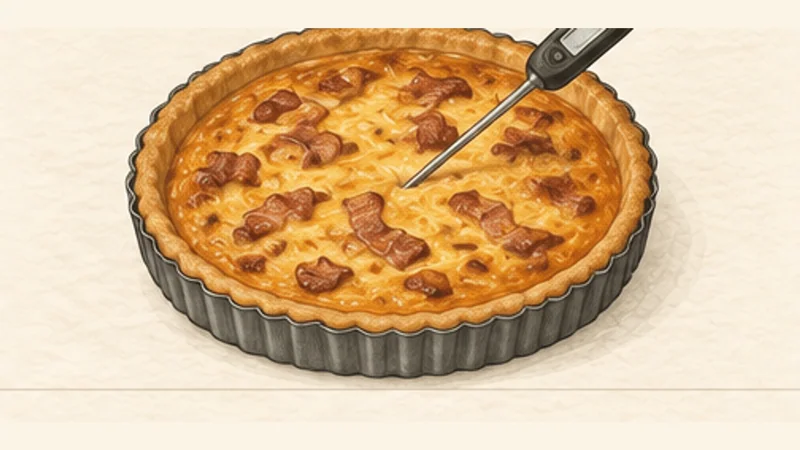Quiche Lorraine, step 8: Bake the custard.