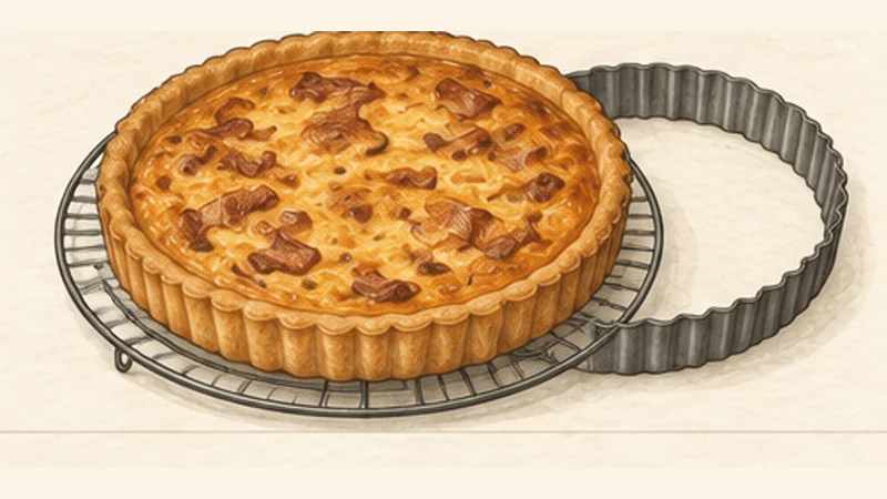 Quiche Lorraine, step 9: Rest before unmoulding.