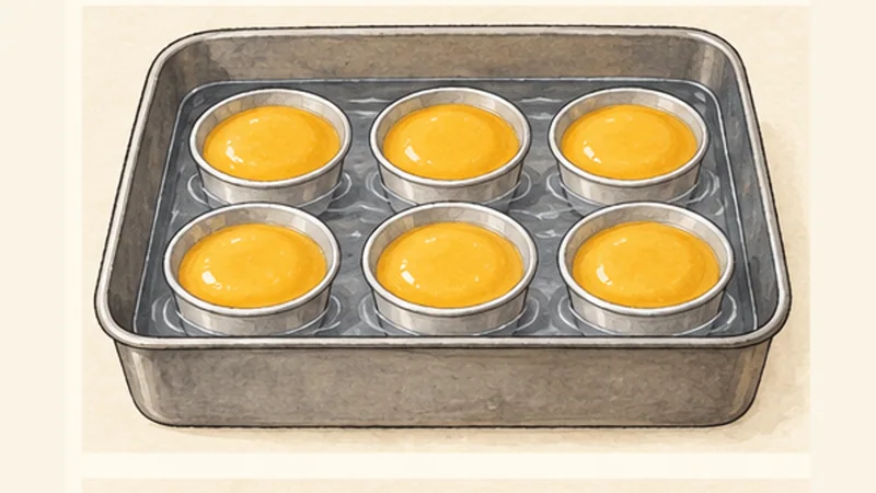 Quindim, step 6: Bake in a water bath.