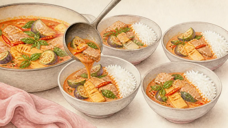 Thai Red Curry with Pork, step 7: Serve while the basil is fresh.