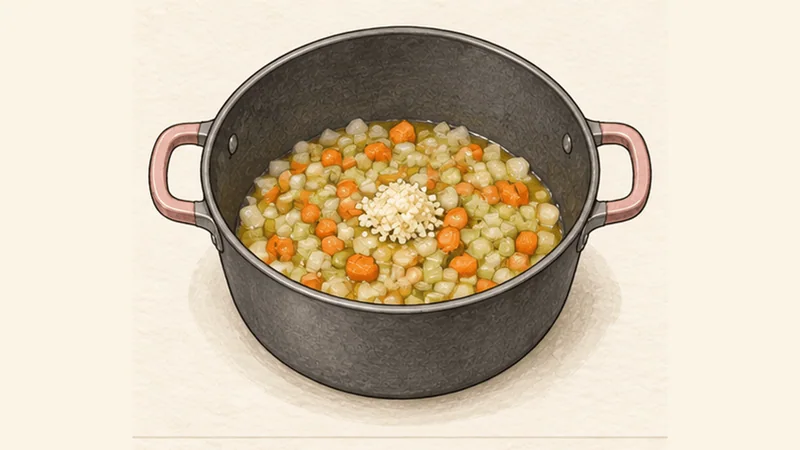 Tuscan Ribollita, step 1: Cook the soffritto.