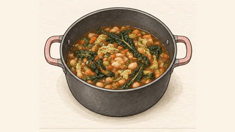 Tuscan Ribollita, step 3: Cook the greens.
