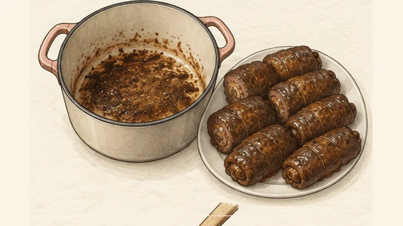 Rinderrouladen, step 4: Brown the roulades.