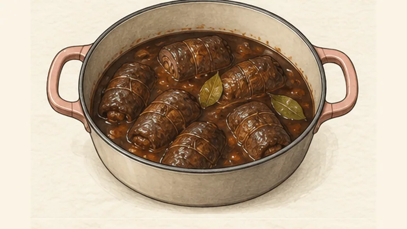 Rinderrouladen, step 6: Braise until tender.