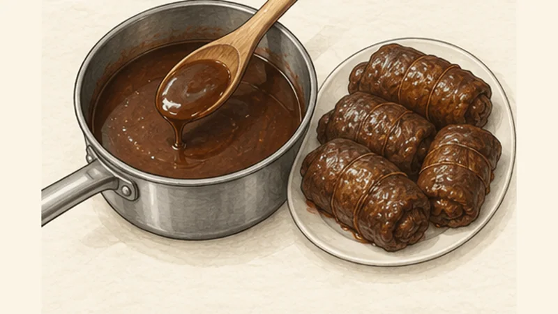Rinderrouladen, step 7: Finish the gravy.