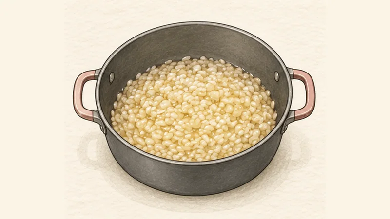 Risotto alla Milanese, step 3: Reduce the wine.