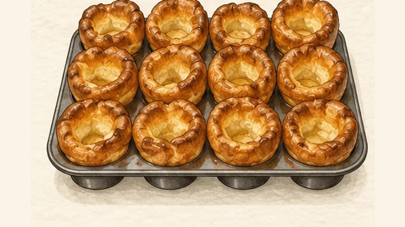 Roast Beef with Yorkshire Pudding, step 7: Bake the Yorkshire puddings.