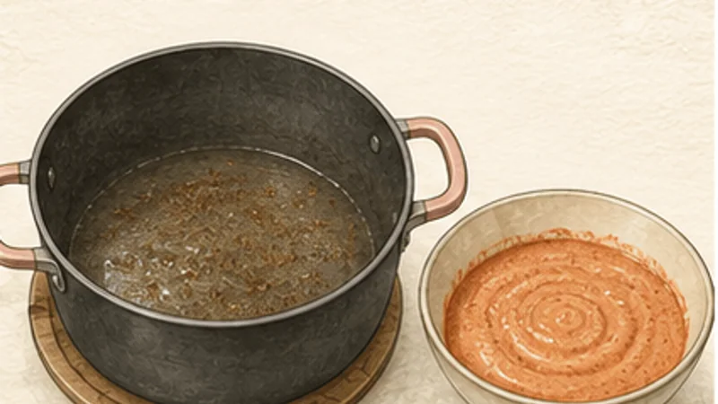 Kashmiri Lamb Rogan Josh, step 3: Stabilize the yogurt spice mixture.