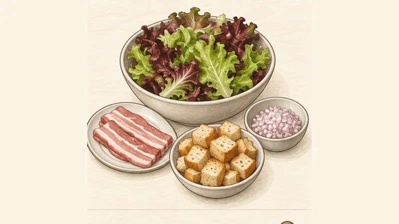 Salade Lyonnaise, step 1: Dry the leaves.