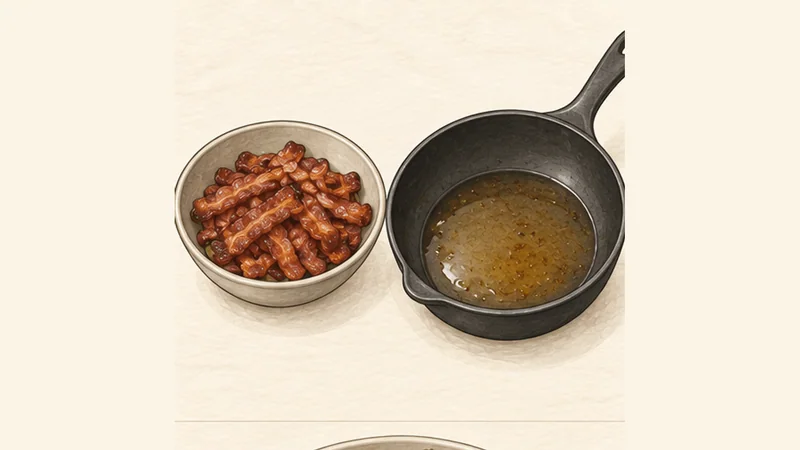 Salade Lyonnaise, step 3: Render the bacon.