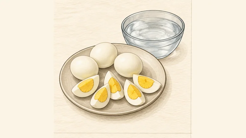 Salade Niçoise, step 1: Hard-boil the eggs.