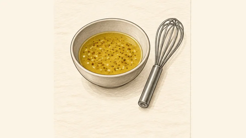 Salade Niçoise, step 4: Whisk the dressing.