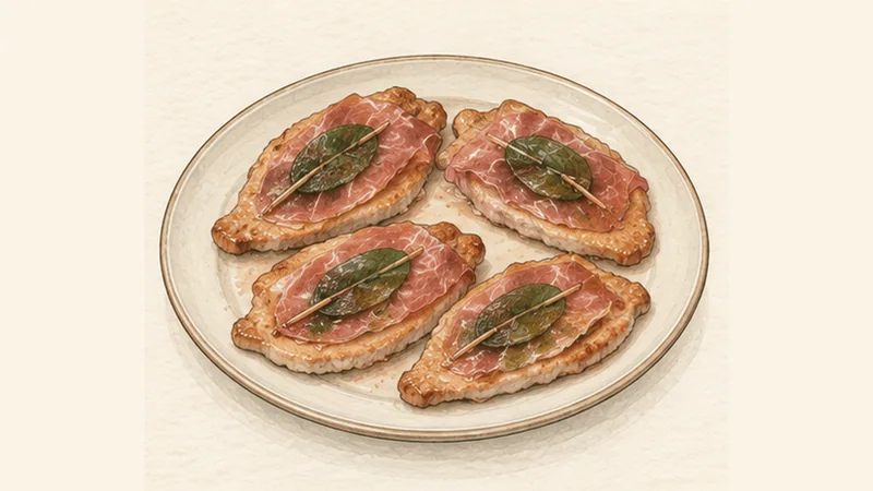Saltimbocca alla Romana, step 3: Warm the prosciutto side.