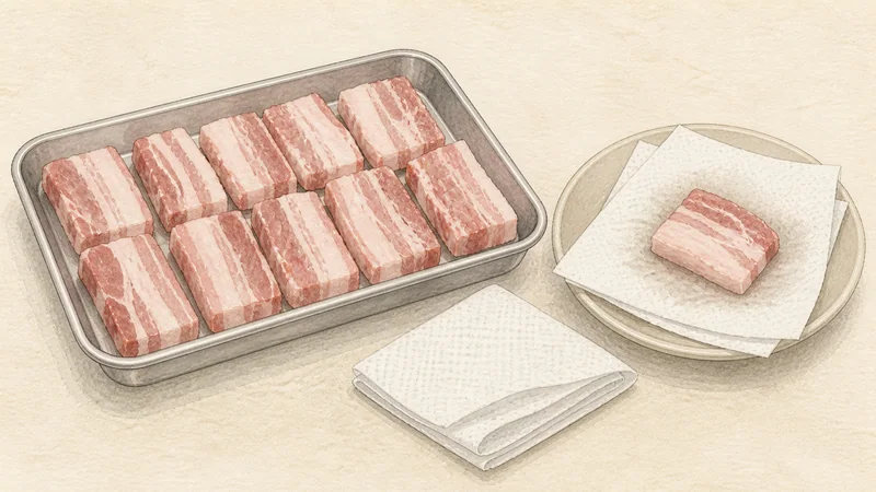 Grilled pork belly wraps, step 1: Portion the pork.