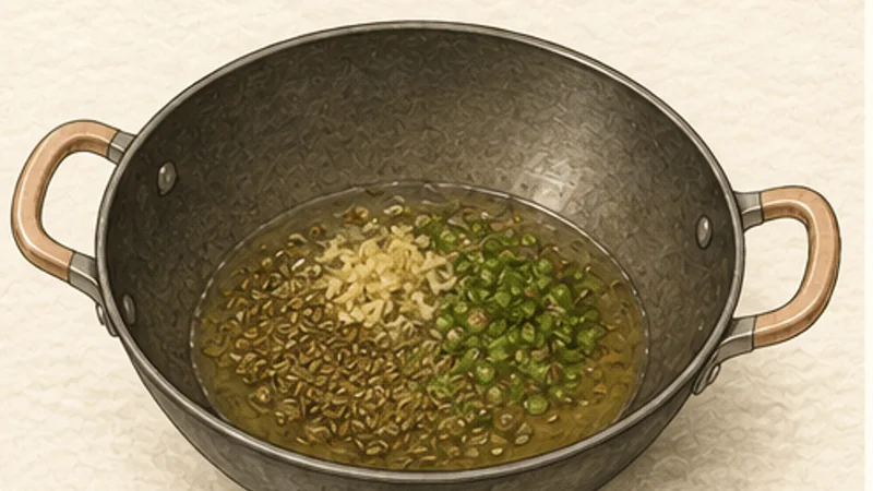 Punjabi Potato Samosa, step 3: Temper the filling spices.