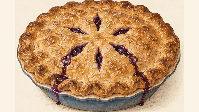 Saskatoon Berry Pie, step 6: Bake until the centre bubbles.