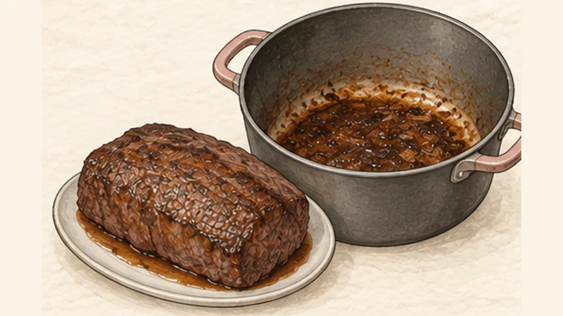 Sauerbraten, step 3: Brown the beef.