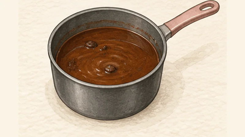 Sauerbraten, step 7: Strain and reduce the gravy.