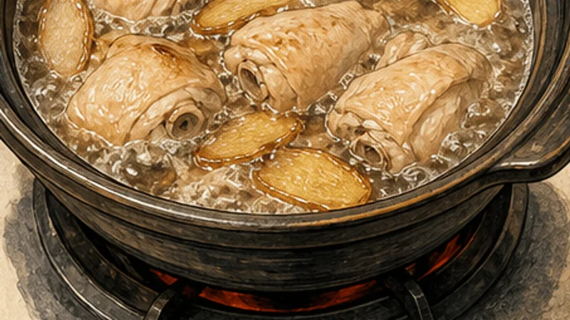 Taiwanese Sesame Oil Chicken, step 4: Boil off the raw alcohol.
