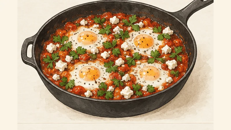North African Shakshuka with Eggs, step 6: Garnish and serve.
