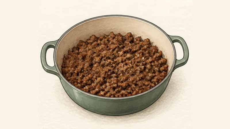 Shepherd's Pie, step 2: Brown the lamb.